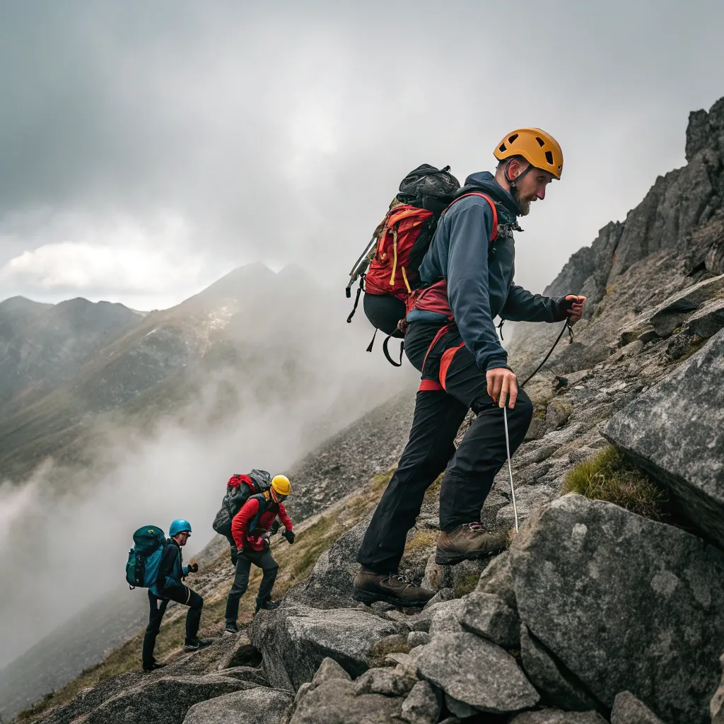 Instructor guiding a group of mountaineers